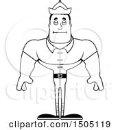 Clipart Of A Black And White Bored Buff Male Christmas Elf Royalty Free Vector Illustration