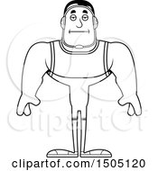 Clipart Of A Black And White Bored Buff Male Wrestler Royalty Free Vector Illustration