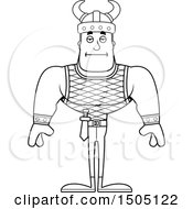 Clipart Of A Black And White Bored Buff Male Viking Royalty Free Vector Illustration