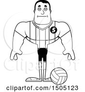 Clipart Of A Black And White Bored Buff Male Volleyball Player Royalty Free Vector Illustration