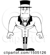 Clipart Of A Black And White Bored Buff Male Circus Ringmaster Royalty Free Vector Illustration