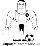 Clipart Of A Black And White Bored Buff Male Soccer Player Athlete Royalty Free Vector Illustration