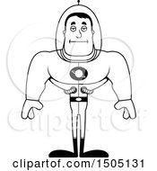 Clipart Of A Black And White Bored Buff Male Space Guy Royalty Free Vector Illustration
