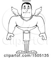 Clipart Of A Black And White Bored Buff Male Angel Royalty Free Vector Illustration