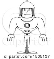 Clipart Of A Black And White Bored Buff Male Astronaut Royalty Free Vector Illustration