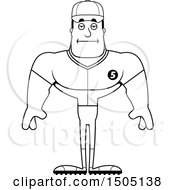 Clipart Of A Black And White Bored Buff Male Baseball Player Royalty Free Vector Illustration