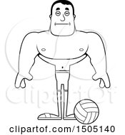 Clipart Of A Black And White Bored Buff Male Beach Volleyball Player Royalty Free Vector Illustration