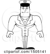 Clipart Of A Black And White Bored Buff Male Sea Captain Royalty Free Vector Illustration