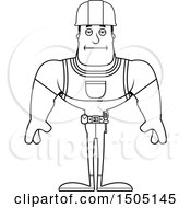 Poster, Art Print Of Black And White Bored Buff Male Construction Worker