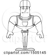 Clipart Of A Black And White Bored Buff Male Construction Worker Royalty Free Vector Illustration