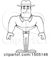 Clipart Of A Black And White Bored Buff Male Cowboy Royalty Free Vector Illustration