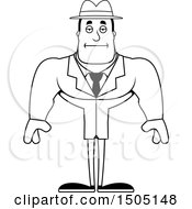 Clipart Of A Black And White Bored Buff Male Detective Royalty Free Vector Illustration