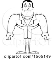 Clipart Of A Black And White Bored Buff Male Doctor Royalty Free Vector Illustration