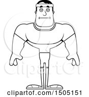 Clipart Of A Black And White Bored Buff Male Fitness Guy Royalty Free Vector Illustration