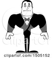 Clipart Of A Black And White Bored Buff Male Groom Royalty Free Vector Illustration
