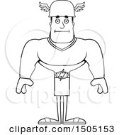 Clipart Of A Black And White Bored Buff Male Hermes Royalty Free Vector Illustration