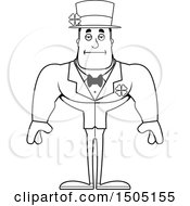 Clipart Of A Black And White Bored Buff Irish Man Royalty Free Vector Illustration