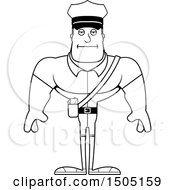 Clipart Of A Black And White Bored Buff Male Postal Worker Royalty Free Vector Illustration