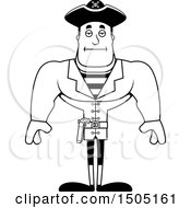 Clipart Of A Black And White Bored Buff Male Pirate Captain Royalty Free Vector Illustration