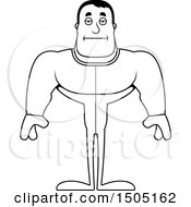 Clipart Of A Black And White Bored Buff Male In Pjs Royalty Free Vector Illustration