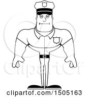 Clipart Of A Black And White Bored Buff Male Police Officer Royalty Free Vector Illustration