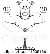 Clipart Of A Black And White Cheering Buff Male Hermes Royalty Free Vector Illustration