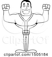 Poster, Art Print Of Black And White Cheering Buff Karate Man