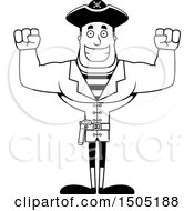 Poster, Art Print Of Black And White Cheering Buff Male Pirate Captain