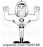 Poster, Art Print Of Black And White Cheering Buff Male Space Guy