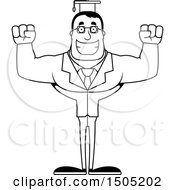 Clipart Of A Black And White Cheering Buff Male Teacher Royalty Free Vector Illustration