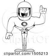 Clipart Of A Black And White Buff Male Astronaut With An Idea Royalty Free Vector Illustration