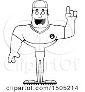 Clipart Of A Black And White Buff Male Baseball Player With An Idea Royalty Free Vector Illustration