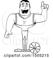 Clipart Of A Black And White Buff Male Basketball Player With An Idea Royalty Free Vector Illustration