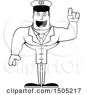 Clipart Of A Black And White Buff Male Sea Captain With An Idea Royalty Free Vector Illustration