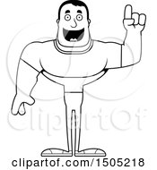 Clipart Of A Black And White Buff Casual Man With An Idea Royalty Free Vector Illustration