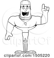 Clipart Of A Black And White Buff Male Coach With An Idea Royalty Free Vector Illustration