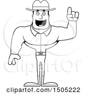 Clipart Of A Black And White Buff Male Cowboy With An Idea Royalty Free Vector Illustration