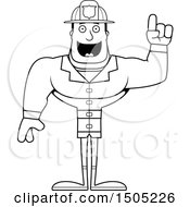 Clipart Of A Black And White Buff Male With An Idea Royalty Free Vector Illustration