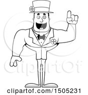 Clipart Of A Black And White Buff Irish Man With An Idea Royalty Free Vector Illustration