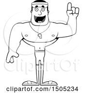 Clipart Of A Black And White Buff Male Lifeguard With An Idea Royalty Free Vector Illustration