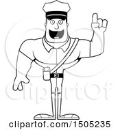 Clipart Of A Black And White Buff Male Postal Worker With An Idea Royalty Free Vector Illustration