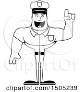 Poster, Art Print Of Black And White Buff Male Police Officer With An Idea