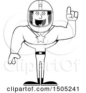 Clipart Of A Black And White Buff Male Race Car Driver With An Idea Royalty Free Vector Illustration