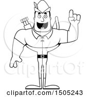 Clipart Of A Black And White Buff Male Archer Or Robin Hood With An Idea Royalty Free Vector Illustration