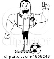 Clipart Of A Black And White Buff Male Soccer Player Athlete With An Idea Royalty Free Vector Illustration