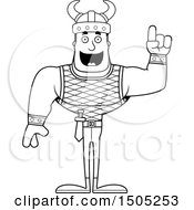 Clipart Of A Black And White Buff Male Viking With An Idea Royalty Free Vector Illustration