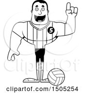 Clipart Of A Black And White Buff Male Volleyball Player With An Idea Royalty Free Vector Illustration