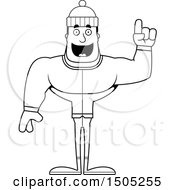 Clipart Of A Black And White Buff Man In Winter Apparel Holding Up A Finger Royalty Free Vector Illustration