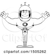 Clipart Of A Black And White Buff Male Astronaut With Open Arms Royalty Free Vector Illustration