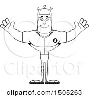 Clipart Of A Black And White Buff Male Baseball Player With Open Arms Royalty Free Vector Illustration